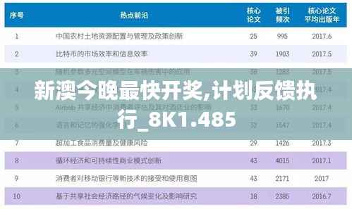 新澳今晚最快开奖,计划反馈执行_8K1.485