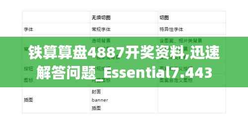 铁算算盘4887开奖资料,迅速解答问题_Essential7.443