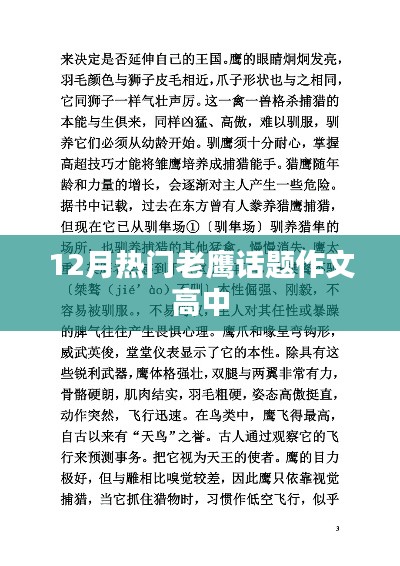 老鹰话题作文,高中生的视角与感悟