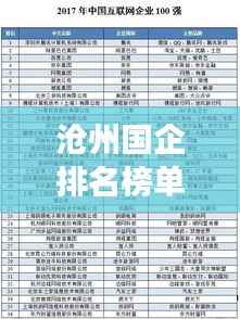 沧州国企排名榜单揭晓，前十强企业榜单