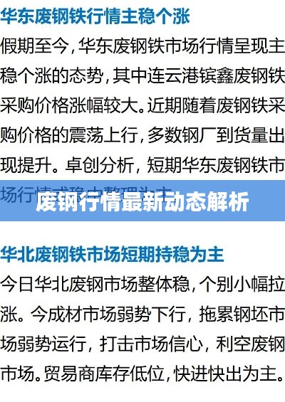 废钢行情最新动态解析